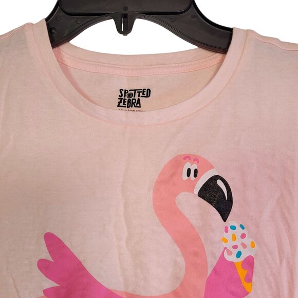 Spotted Zebra Girls Flamingo Skateboard Graphic Short Sleeves Dress Pink Small - Picture 4 of 9